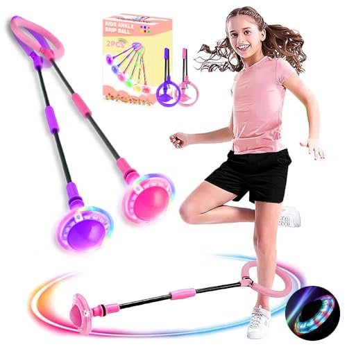 MEISHANG Skip Ball Cheville,2 Pièces Skip Ball Lumineux,Pliable Anneau de