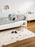 benuta Alfombra Infantil, diseño de Lunares, algodón, Beige, 120 x 180 cm