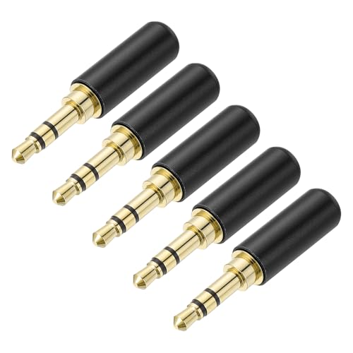 sourcing map 5 conectores de repuesto de 3,5 mm, conector macho estéreo de metal de 3,5 mm, soldadura de 3,5 mm, conector de cable de audio para auriculares, micrófono, reparación de cables, color