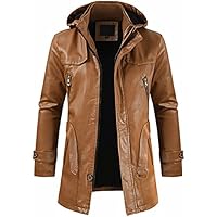 LSSM Chaqueta De Cuero De Longitud Media Para Hombre Chaqueta De Hombre Con Gabardina De Cuero Pu Chaqueta De ImitacióN De Cuero Para Hombre Con Capucha Chaqueta Casual Naranja Xxl