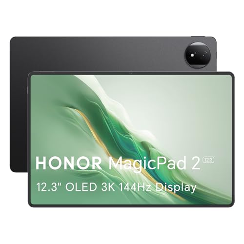 HONOR MagicPad 2 - Tablet Wi-FI de 12.3 Pulgadas, 12 GB + 256 GB, Pantalla 3K 144Hz OLED, Snapdragon 8s Gen 3, 8 Altavoces, 10050mAh Batería, MagicOS 8.0.1 (Android 14), Black