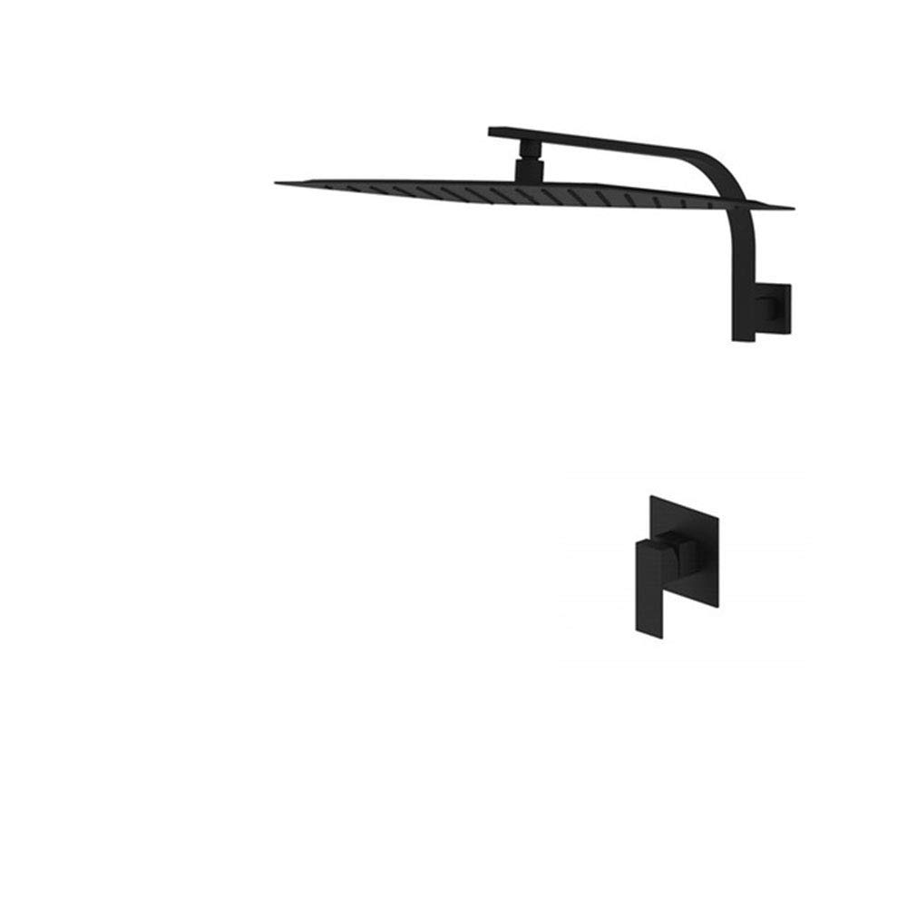 Mitigeur de douche avec ensemble de douche carré noir mat pour salle de bain