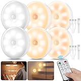 YiaMia Under Cabinet Lighting, Motion Sensor Light Indoor LED Puck Lights, Rechargeable Wireless LED Closet Lights with Remote Control, Night Light for Kitchen, Cabinet, Hallway, Drawer (6 Pack)