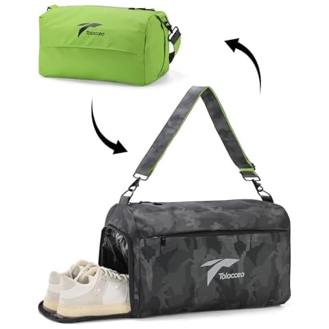 Tolaccea Small Gym Bag for Women Men, 25L Lightweight Duffle Bag for Travel, Waterproof Sports Bag with Shoe Compartment & Wet Pocket, Mini Carry on Weekender Overnight Bags for Workout Swimming Cover