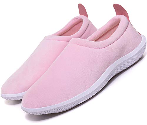 Gaatpot Mens Womens Slippers Original Elasticity Super-Soft Microfiber Velvet House Shoes,Casual Loafers with Indoor Outdoor Pink