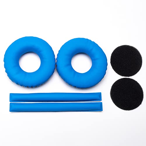 Image of Rainbow Color Ear Pads Headband Cushion Kits Compatible with Sennheiser HD25 HD250BT HD25-ll HD25S Il HMD25 Headphone Foam Covers (Blue Sets)