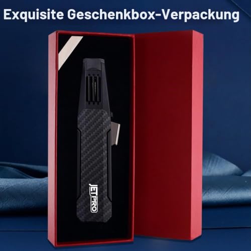 JETPRO Butan-Taschenlampe Feuerzeug Einhandbedienung Feuerzeug mit verstellbarer Strahlflamme Küche Kochfackel (Butangas nicht enthalten) (… – Ansicht 5