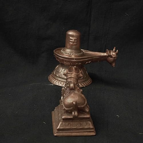 Image of Copper God Idols Shivalingam Wih Nandhi Combo Set,2.1 inches, 360 Grams, Patina Antique Finish, Pack of 2 Piece