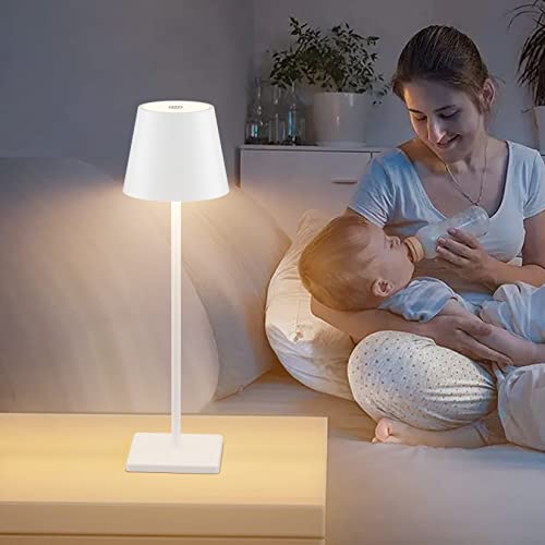 Howskys HT010-WHITE-2 Pack White Cordless Table Lamp,5500Mah Battery Powered Table Lamp,3W Touch Rechargeable Battery Table Lamp 3000K Warm White,Ip54 Indoor/Outdoor Table Lamp thumb #1