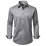 Lusead Men's Dress Shirts Long Sleeve Stretch Wrinkle Free Wedding Formal Business Button Down Shirt