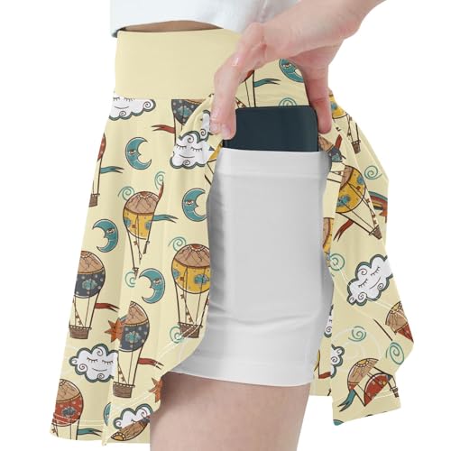 Girls Skorts High Waist Athletic Skirts with Shorts Hot Air Balloons Stretchy Teens Performance Tennis2