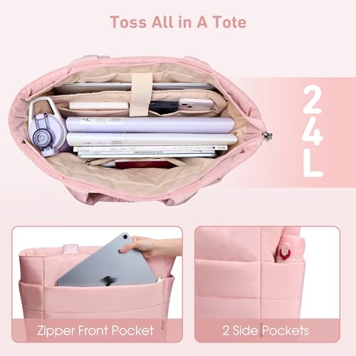 Image of KALIDI Quilted Carryall Tote Bag, Large Puffer Crossbody Women Handbags Shoulder Soft Fluffy Lightweight Travel