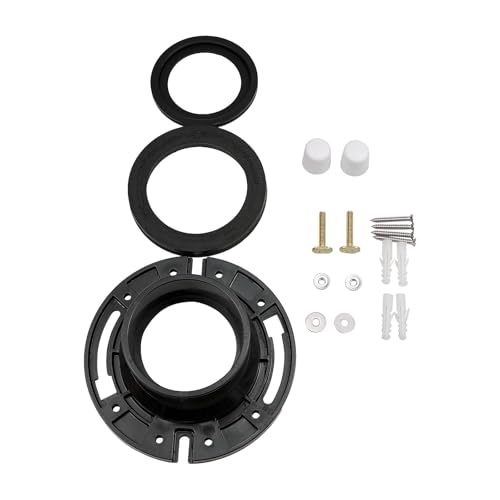 Image of RV Toilet Seal and 3 Inch Socket RV Toilet Flange Kit Compatible with RV 300 /310 /320 Toilets Replacement for 385345892 Flange and 385311658 Flush Seal and 385311652 Base Seal 3 in 1 Combo Kit (Black)