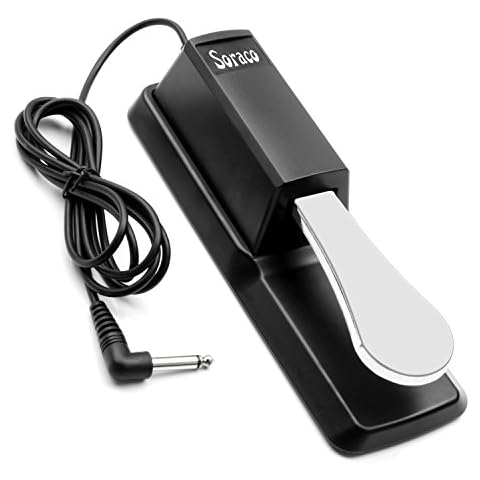 Soraco Sustain Pedal Universal for Yamaha Casio Roland Korg Behringer Moog Piano Midi Electronic keyboards Style with Polarity Switch, 1/4'' Input Plug Cover