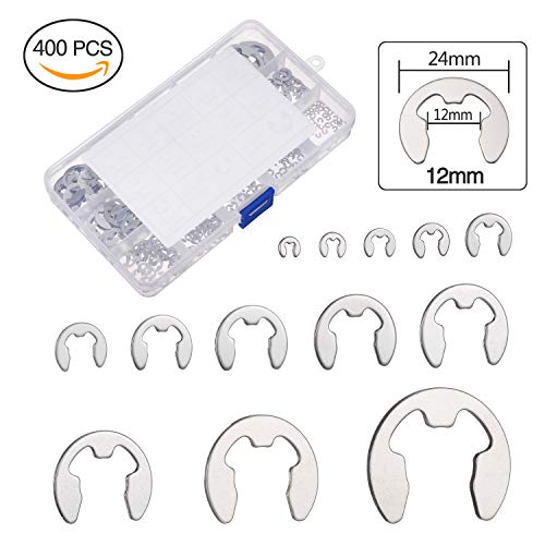400 Stück Edelstahl E-Clips E-Ring Sortiment, KWOKWEI Sicherungsring Snap 1.5/2/2.5/3/4/5/6/7/8/9/10/12/15mm, Sicherungsscheiben Sortiment mit Box für Wellennut Maschine Automotive Anwendung