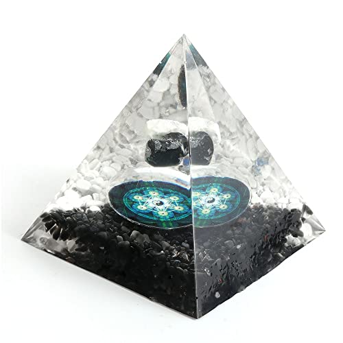 Pirámides Yin y Yang, obsidiana, turquesas blancas, Chips, grava, orgonita, Buda, Tai Chi, energía, decoración Feng Shui, pirámide, 1 ud. (Color : Tiger Eye Pyramid, Size : 7cm) Cover
