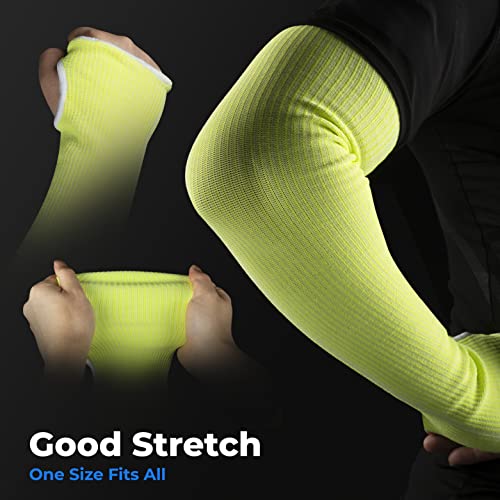 Image of OriStout Cut Resistant Gardening Sleeves with Tumb Hole, Green, 1 Pair | Protective Arm Sleeves for Yard Work, Kitchen, Arm Guards for Biting, Pet Grooming, Gardening Gifts for Women, One Size