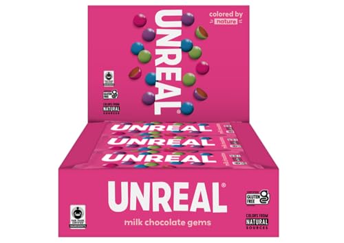 UNREAL Milk Chocolate Gems | Certified Fair Trade, Non-GMO | Made with Gluten Free Ingredients and Colors from Nature | No Sugar