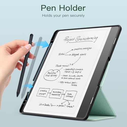 Image of MoKo Stand Case for Kindle Scribe (2024 /2022 Released) - Premium Leather Trifold Stand Cover with Pen Holder, Auto Sleep /Wake for 10.2 inch Amazon Kindle Scribe 2024 /2022, Agave Green