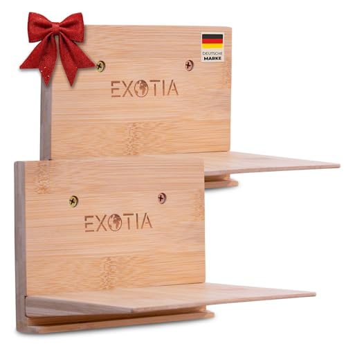 EXOTIA®️ - Schwebendes Bücherregal - 2er Set aus nachhaltigem Bambus -...
