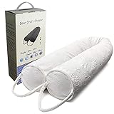 DreamQuil Embrossed Flower 36' White Weighted Door Draft Stopper Under Door Blocker Snake Door Air...