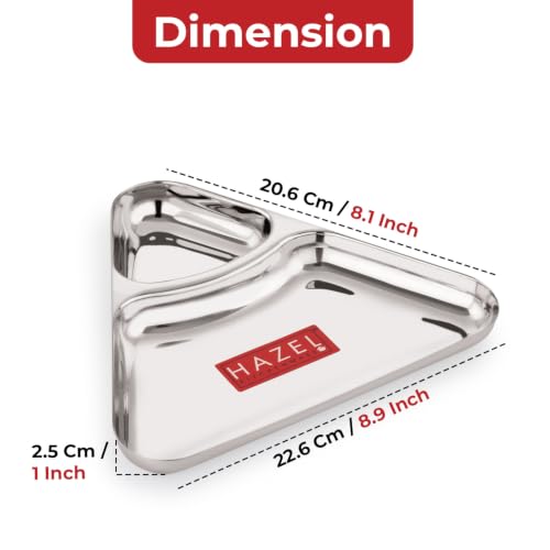 Image of HAZEL 2 Section Triangle Plate Stainless Steel Set of 2 for Kids