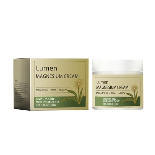 Lumen Magnesium Cream with MSM and Arnica, Gentle Formula Fast-Absorbing Non-Greasy Massage Cream for Daily Comfort (white)