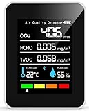 Air Quality Monitor Indoor, 5 in 1 CO2 Monitor CO2 Detector Portable Air Quality Meter Carbon Dioxide Monitor with LCD Display, for Home Kitchen Office Car Image