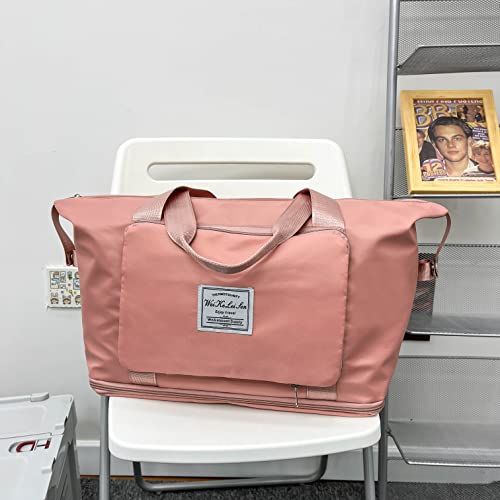 AYWVRBST King Large Capacity Folding Travel Bag,Gift,Dry and Wet Separation Multifunctional Sports Shoulder Bag, Foldable (Pink)2