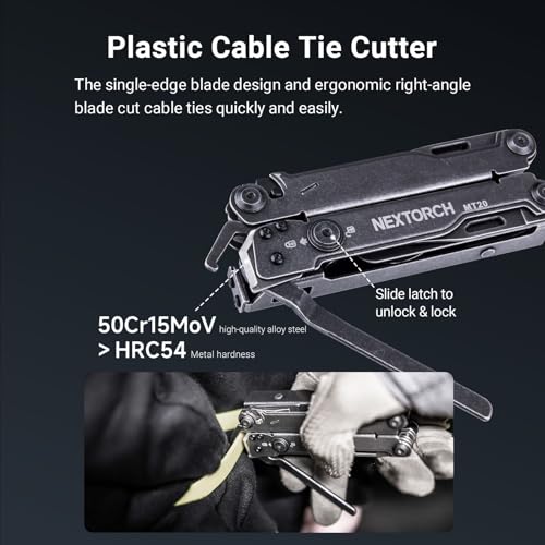 NEXTORCH Pioneer MT20 Multi Tool with 14-in-1 Functions, Pocket Multi-Tool 60mm Pliers with Rope Cutter, Can Opener, Screwdriver for Outdoor Camping EDC Multitool Knife, Survival Equipment Multitool - Image 6