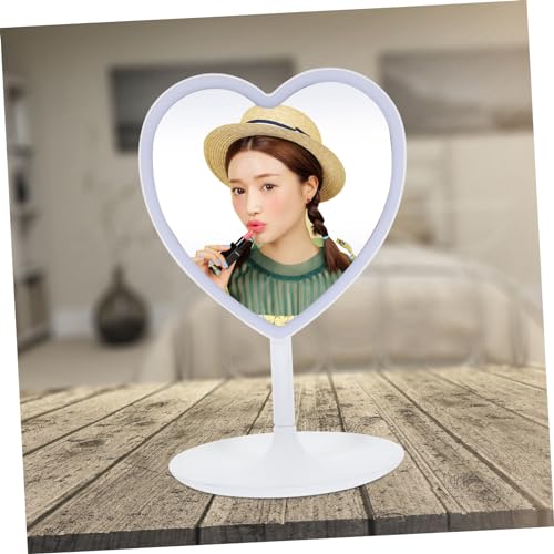 Espejo de maquillaje LED con luz en forma de corazón miniatura 2