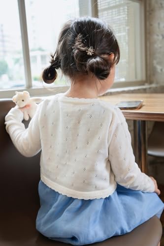 Girls Long Sleeve Bolero Cardigan Open Front Kids Button Closure Knitted Shrug Cropped Sweaters Tops3