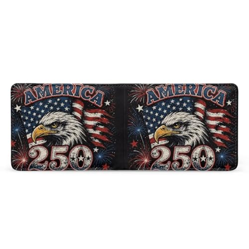 Image of Coldinair America 250 Years Eagle Leather Wallets for Boys 6-12 Bifold Wallet for Teen Boys,Cool Credit Card Cash Id Holder Rfid Blocking Small Wallets with Coin Pocket