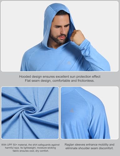 Light Face Men's UPF 50+ Sun Protection Hoodie Shirts Long Sleeve Rash Guard Fishing Hiking SPF UV Shirt Quick Dry3