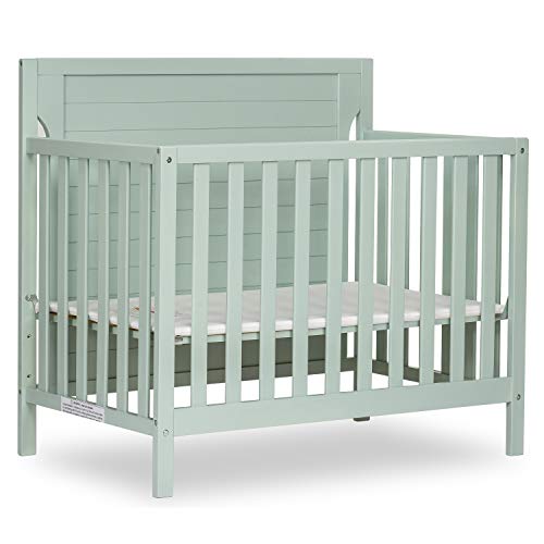 Dream On Me Bellport 4 In 1 Convertible Mini/Portable Crib In Light Seafoam Green, Non-Toxic Finish, Made Of Sustainable New Zealand Pinewood, With 3 Mattress Height Settings #TOP6