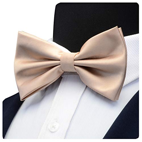 Image of GUSLESON Men's 3-pc Solid Color Bow Tie Gift Set - Double‑Fold Pre-Tied Bow Tie, Pocket Square, Cufflinks - Wedding Formal Party