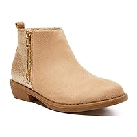 FabKids Girls Ankle Boots Short Booties Side Zipper Riding Boot Low Heels Dress Boot Shoes for Kids