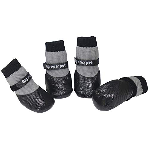 URBEST Dog Socks, Dog Shoes for Dogs Cat Socks Non-Slip Soles Adjustable Dog Cat Paw Socks for Puppy and Small Dogs, 4 Pcs (XL, Black)