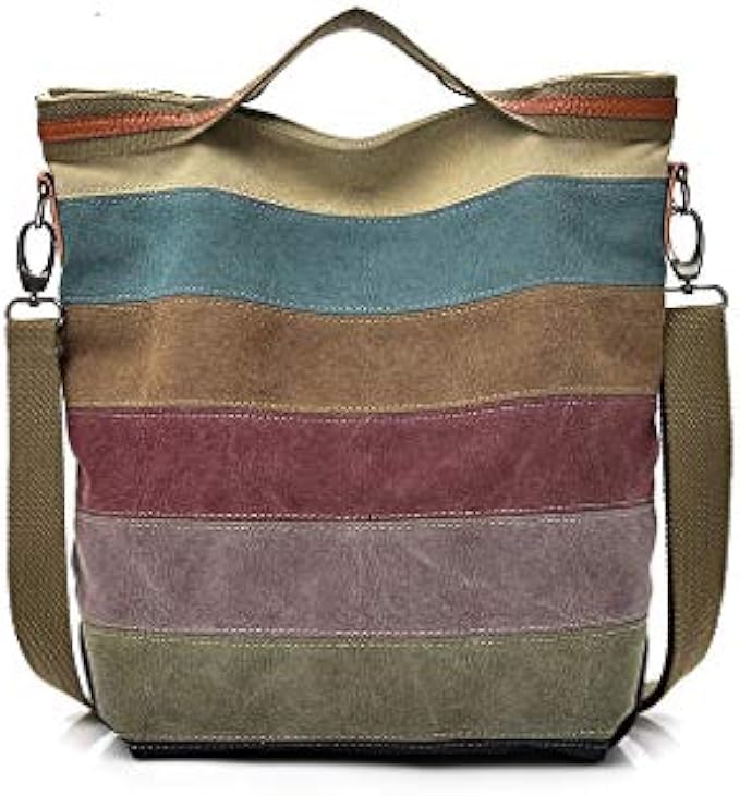 CVFAJI Womens Shoulder Bags Canvas Hobo Handbags Multi-Color Casual Messenger Bag Top Handle Tote Crossbody Bags