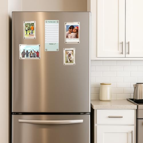 Image of Premium Magnetic Photo Frame for Fridge & Instant Print | 3.5x2.5 Inch | Acrylic Magnetic Fridge Magnet | Customizable Photo Magnet | Clear Magnet Photo Frame - Set of 6