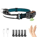 AOXLFU Headlamp Rechargeable 1 Pack 1000 Lumen,with 270° Wide Beam Headlights with Motion Sensor Sup