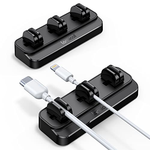 【2個セット・六本収納】 バネ式 ケーブルホルダー Lamicall ケーブル クリップ 固定 : 垂直 両面テープ 強力粘着 USB コードクリップ 壁 車 配線 収納 ホルダー 卓上 デスク 机 整理 まとめ 落下防止 ABS樹脂 すっきり lanケーブル type-cケーブル マウスライン キーボードライン 電源コード ヘッドフォンケーブル オーディオライン などに対応 黒 ブラックの商品画像（Amazon）