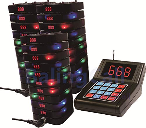 SHIHUI Restaurant Wireless Calling System 30 Colourful Coaster Pager+1 Keypad Transmitter Guest Paging System for Church Cafe Clinic Shop