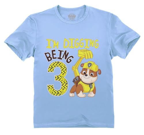 Image of Tstars Paw Patrol Rubble 3rd Birthday Shirt Toddler Boy 3 Year Old Tee