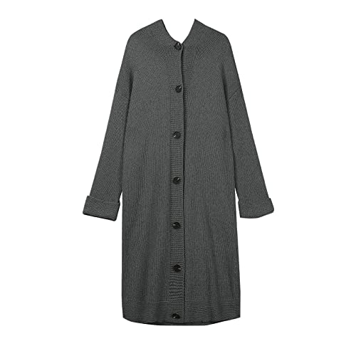 Womens Solid Casual Knitted Open Front Long Cardigan Sweater Hoodie Outwear Sweater Plus Size Women Grey #TOP21