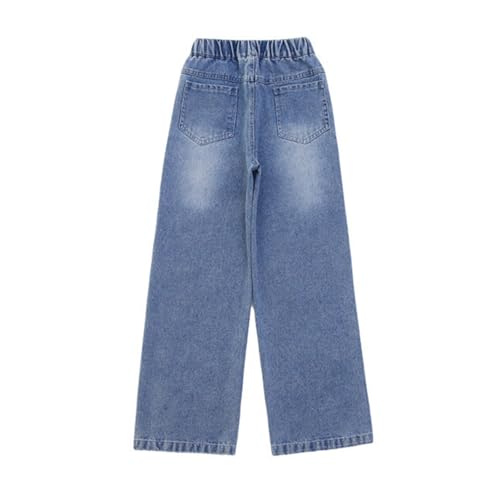 Baggy Jeans for Girls Wide Leg High Elastic Waisted Denim Pants Y2K Boyfriend Streetwear 5-14Y4