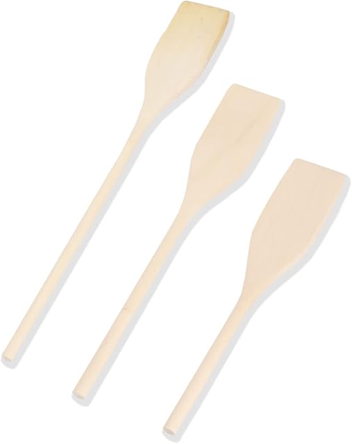 3pcs Flat Wooden Spatulas with Long Handle in Assorted Sizes, Non Stick, Heat Resistant Wood Spatula for Cooking, Baking, Get Creative in The Kitchen (3)