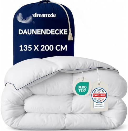 Dreamzie - Komfort Bettdecke 135x200 Winter - Daunendecke 650gsm | 100% Federn & Daunen · Bauschige · Kassettendecke · Oeko-Tex, RDS & Downpass ohne Lebendrupf · Zertifiziert für T