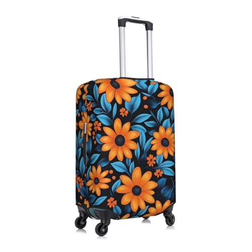 Orange Blue Floral Luggage Cover Suitcase Cover Protector Travel Suitcase Cover3