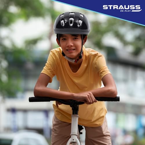 Image of Strauss ArmorX Cycling Helmet | Lightweight with Good Ventilation | Multi-Sport Helmet for Mountain, Road Biking & Skating | EPS Foam Lining for Protection | Ideal for Adults with 15+ Age (Black)